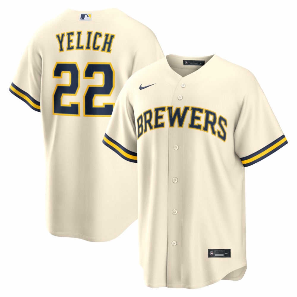 MLB Christian Yelich Milwaukee Brewers Nike Home Replica Jersey - Cream