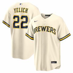 MLB Christian Yelich Milwaukee Brewers Nike Home Replica Jersey - Cream