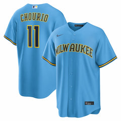 MLB Jackson Chourio Milwaukee Brewers Nike Road Replica Jersey - Light Blue