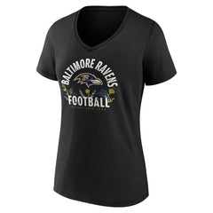 Lamar Jackson Baltimore Ravens Women's Floral Name & Number V-Neck T-Shirt Black