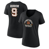 Joe Burrow Cincinnati Bengals Women's Floral Name & Number V-Neck T-Shirt Black