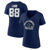 CeeDee Lamb Dallas Cowboys Women's Floral Name & Number V-Neck T-Shirt Navy