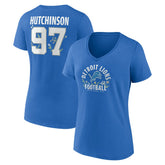 Aidan Hutchinson Detroit Lions Women's Floral Name & Number V-Neck T-Shirt Blue