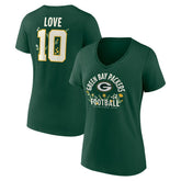 Jordan Love Green Bay Packers Women's Floral Name & Number V-Neck T-Shirt Green