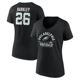 Saquon Barkley Philadelphia Eagles Women's Floral Name & Number V-Neck T-Shirt Black
