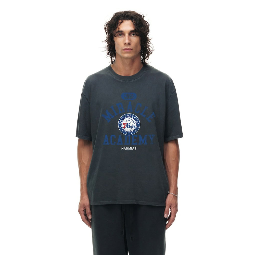 Philadelphia 76ers Unisex Miracle Academy x NBA Collection Vintage Boxy T-shirt Heather Black