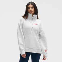 NHL Detroit Red Wings lululemon Women's Long Scuba Oversized Half-Zip Funnel Neck - Heathered Core Ultra Light Grey