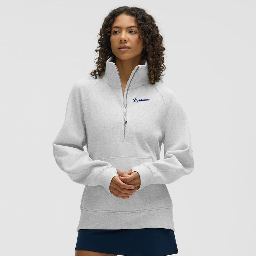 NHL Tampa Bay Lightning lululemon Women's Long Scuba Oversized Half-Zip Funnel Neck - Heathered Core Ultra Light Grey