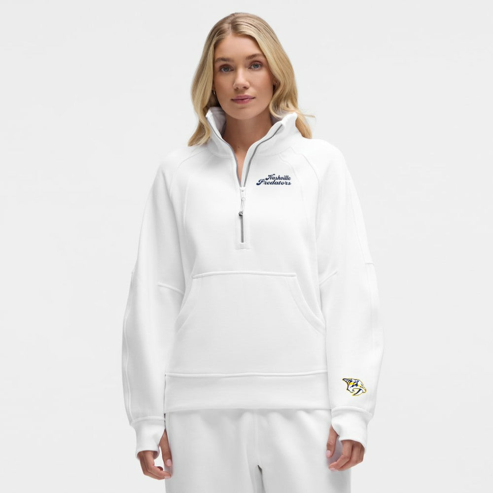NHL Nashville Predators lululemon Women's Long Scuba Oversized Half-Zip Funnel Neck - White