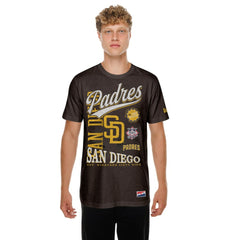 San Diego Padres New Era Oversized Throwback Distressed T-Shirt - Brown T-shirts