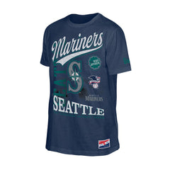Seattle Mariners New Era Oversized Throwback Distressed T-Shirt - Navy T-shirts