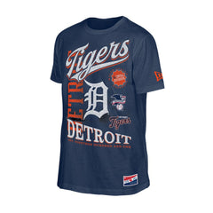Detroit Tigers New Era Oversized Throwback Distressed T-Shirt - Navy T-shirts