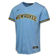 MLB Jackson Chourio Milwaukee Brewers Nike Youth Road Replica Jersey - Light Blue