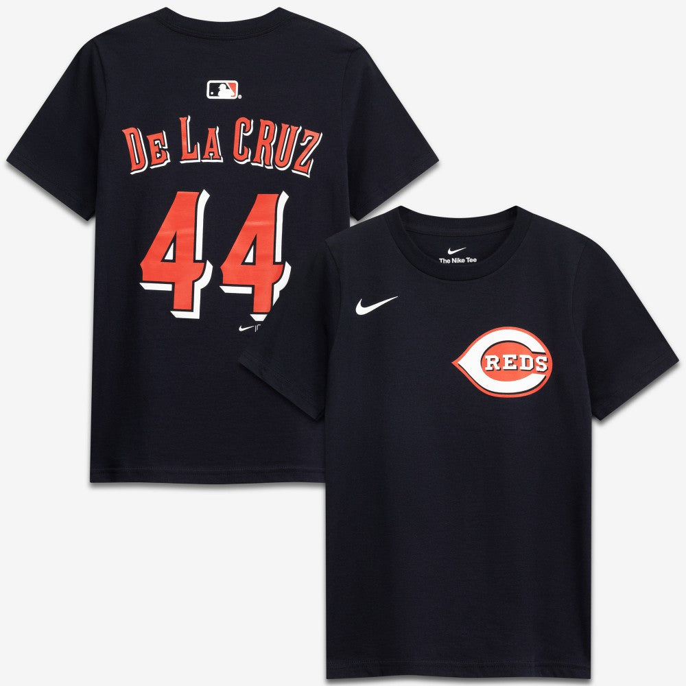 Elly De La Cruz Cincinnati Reds Nike Youth Name & Number T-Shirt - Black T-shirts