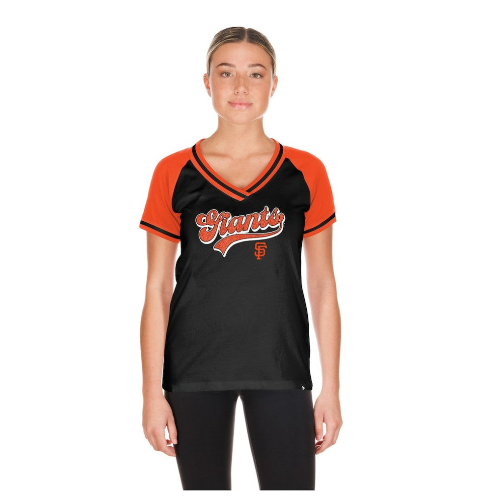 San Francisco Giants New Era Women's Gameday V-Neck T-Shirt - Black T-shirts