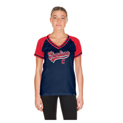 Cleveland Guardians New Era Women's Gameday V-Neck T-Shirt - Navy T-shirts