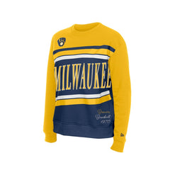 Milwaukee Brewers New Era Women's Gameday Fleece Sweatshirt - Navy/Gold Sweatshirts