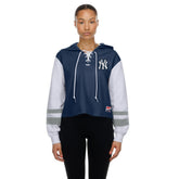 New York Yankees New Era Women's Boxy Lace-Up Hoodie - Navy Hoodies