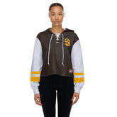San Diego Padres New Era Women's Boxy Lace-Up Hoodie - Brown Hoodies
