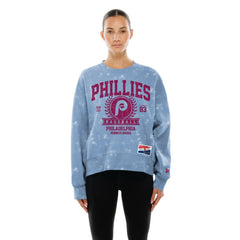 Philadelphia Phillies New Era Women's Throwback Oversized Boxy Sweatshirt - Light Blue Sweatshirts