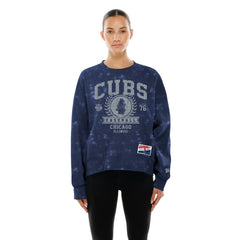Chicago Cubs New Era Women's Throwback Oversized Boxy Sweatshirt - Royal Sweatshirts
