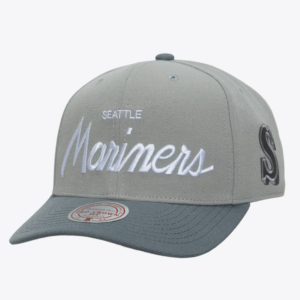 Seattle Mariners Mitchell & Ness Cooperstown Thunderstorm Head Coach Pro-Crown Adjustable Hat - Gray Hats