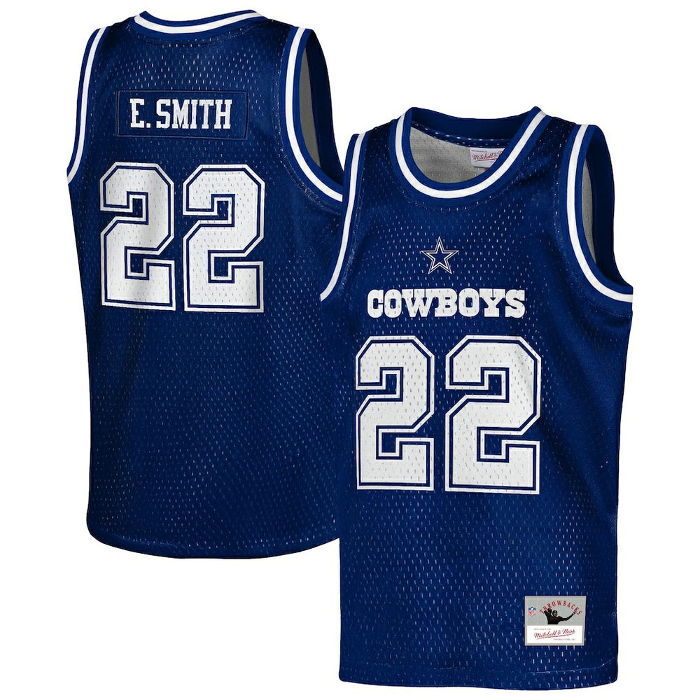 NFL Emmitt Smith Dallas Cowboys Youth Retired Player NFL Basketball Fashion Jersey - Navy on sale