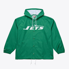 New York Jets Coaches Full-Snap Hooded Windbreaker Jacket Green
