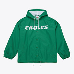 Philadelphia Eagles Coaches Full-Snap Hooded Windbreaker Jacket Kelly Green