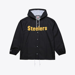 Pittsburgh Steelers Coaches Full-Snap Hooded Windbreaker Jacket Black