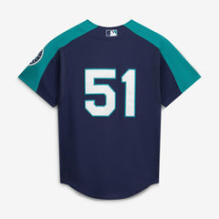 MLB Ichiro Suzuki Seattle Mariners Mitchell & Ness 2006 Cooperstown Mesh Batting Practice Button-Up Jersey - Navy