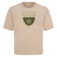 Houston Astros Levelwear Oversized Luxe Signature Knit Buckler T-Shirt - Khaki T-shirts