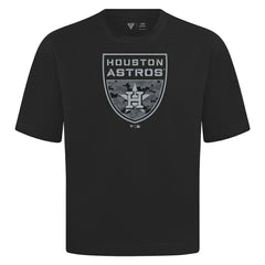 Houston Astros Levelwear Oversized Luxe Signature Knit Buckler T-Shirt - Black T-shirts