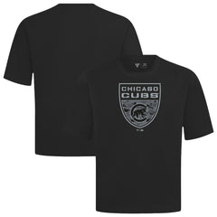 Chicago Cubs Levelwear Oversized Luxe Signature Knit Buckler T-Shirt - Black T-shirts