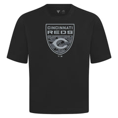 Cincinnati Reds Levelwear Oversized Luxe Signature Knit Buckler T-Shirt - Black T-shirts