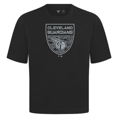 Cleveland Guardians Levelwear Oversized Luxe Signature Knit Buckler T-Shirt - Black T-shirts