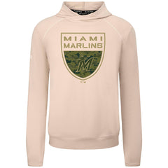 Miami Marlins Levelwear Mandate Buckler Tri-Blend Pullover Hoodie - Khaki Hoodies