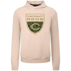 Cincinnati Reds Levelwear Mandate Buckler Tri-Blend Pullover Hoodie - Khaki Hoodies