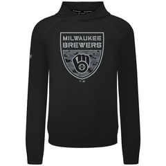 Milwaukee Brewers Levelwear Mandate Buckler Tri-Blend Pullover Hoodie - Black Hoodies