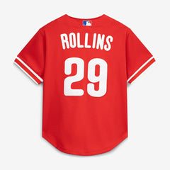 MLB Jimmy Rollins Philadelphia Phillies Mitchell & Ness Cooperstown Mesh Batting Practice Button-Up Jersey - Red