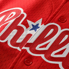 MLB Jimmy Rollins Philadelphia Phillies Mitchell & Ness Cooperstown Mesh Batting Practice Button-Up Jersey - Red