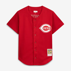 Deion Sanders Cincinnati Reds Mitchell & Ness Cooperstown Mesh Batting Practice Button-Up Jersey - Red Jerseys