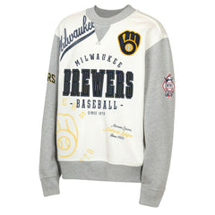 Milwaukee Brewers Outerstuff Youth Big League Power Hit Fleece Sweatshirt - Cream/Gray Sweatshirts