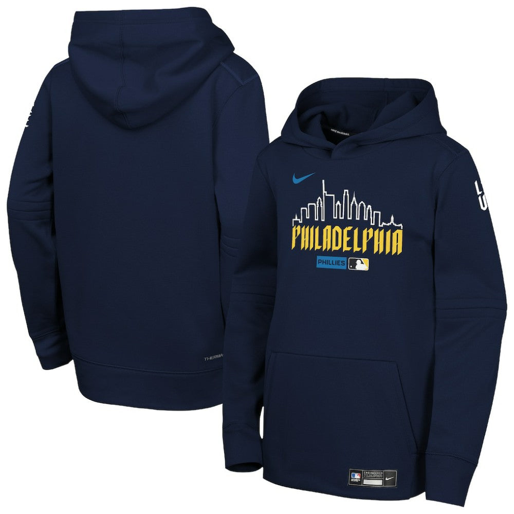 Philadelphia Phillies Nike Youth Authentic Collection City Connect Therma-FIT Hoodie - Navy Hoodies