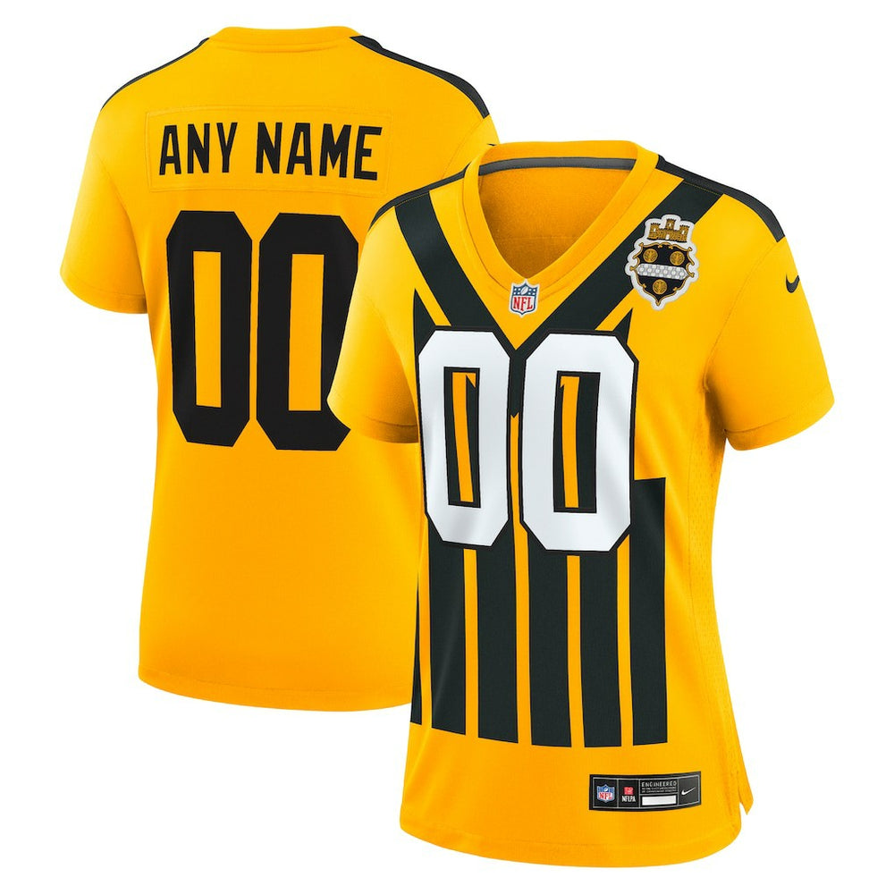 NFL Pittsburgh Steelers Women's Alternate 1933 Throwback Game Custom Jersey - Gold