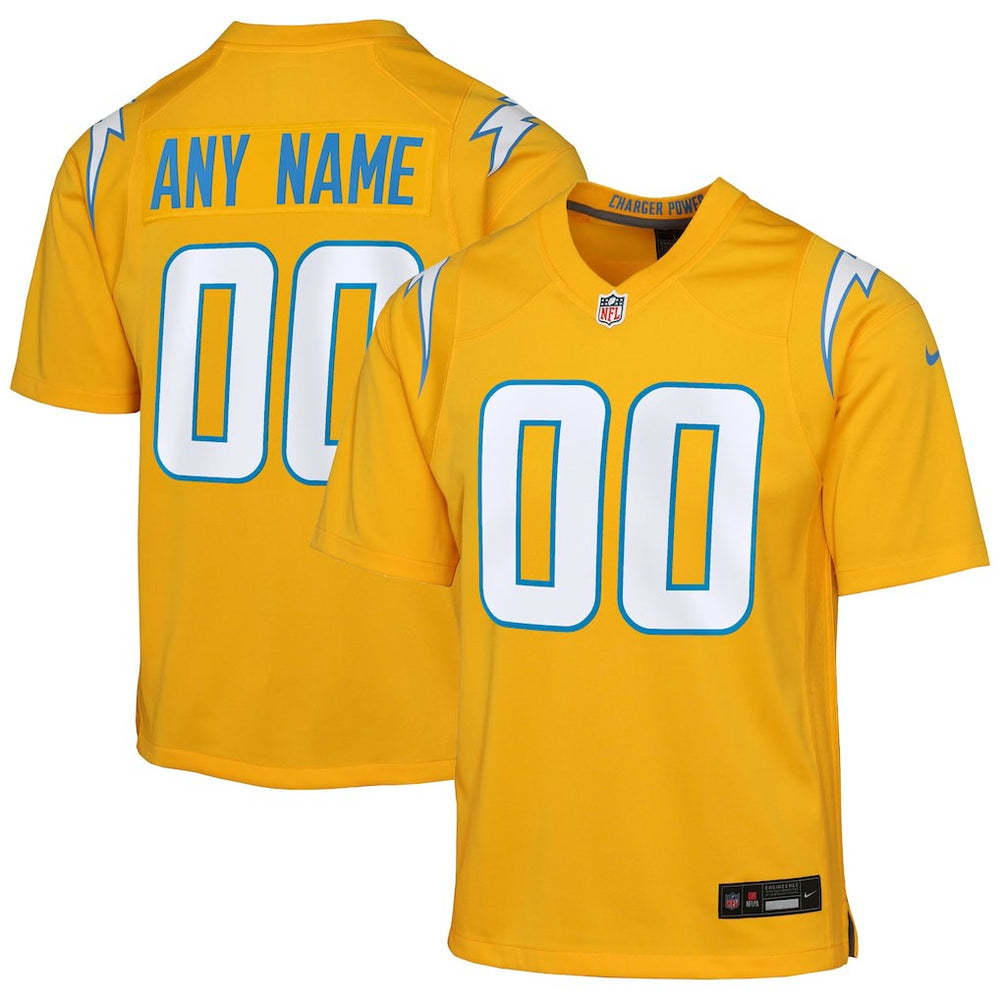 NFL Los Angeles Chargers Youth Alternate Charger Power Game Custom Jersey - Gold