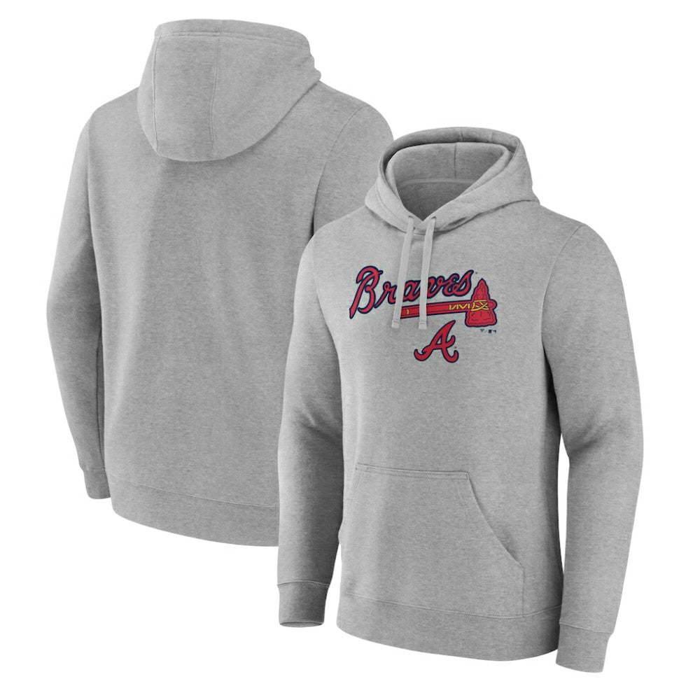Atlanta Braves Team Lockup Hoodie - Gray Hoodies