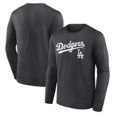 Los Angeles Dodgers Team Lockup Long Sleeve T-Shirt - Charcoal T-shirts