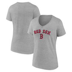 Boston Red Sox Women's Team Lockup V-Neck T-Shirt - Gray T-shirts