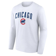 Chicago Cubs Team Lockup Long Sleeve T-Shirt - White T-shirts